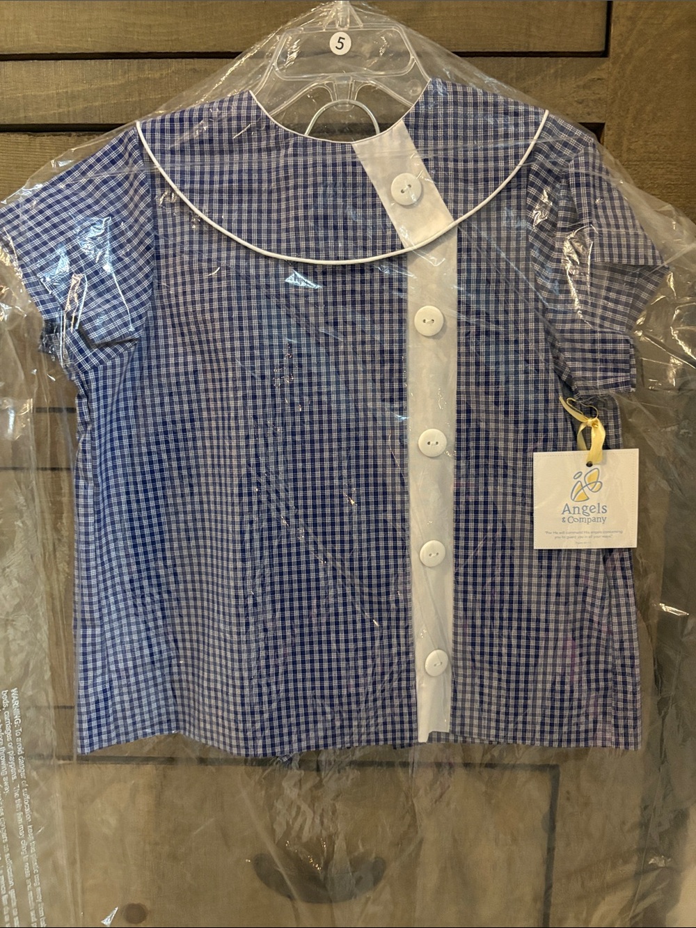 Angels & Company Blue Gingham Button Front short set